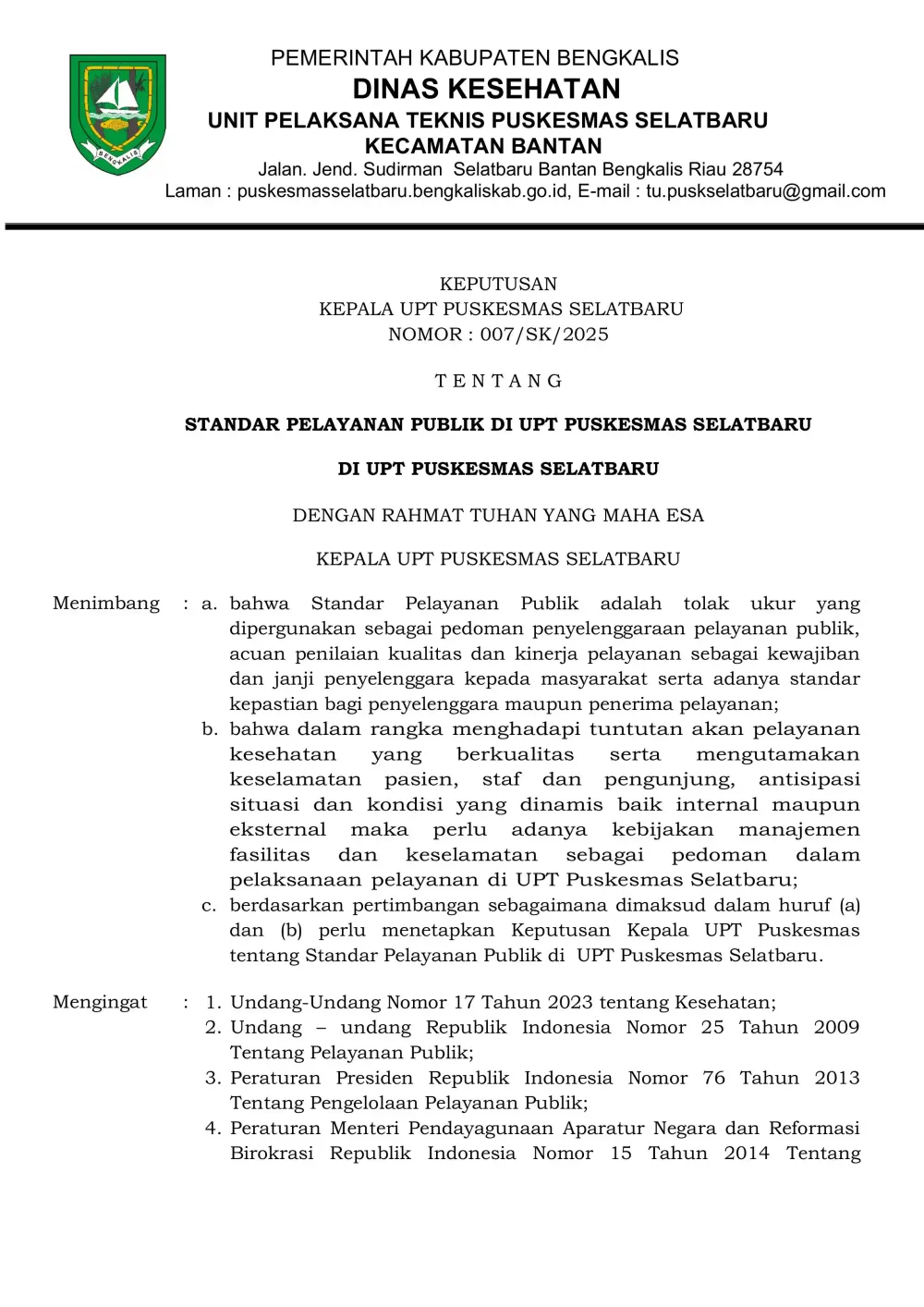 Sk standar pelayanan 2025 images 0